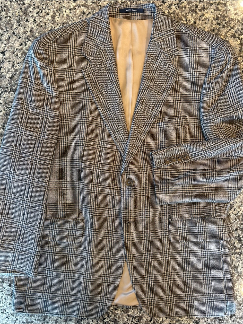 Polo University Ralph Lauren Silk Wool Glen Plaid Sport Coat 40S Made in Canada
